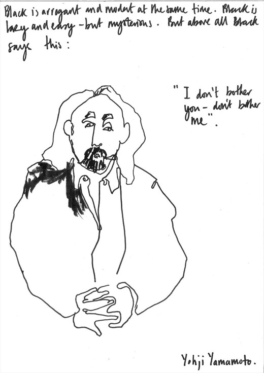 Yohji Yamamoto Illustration by Helen Bullock for AnOther Magazine, 2014.