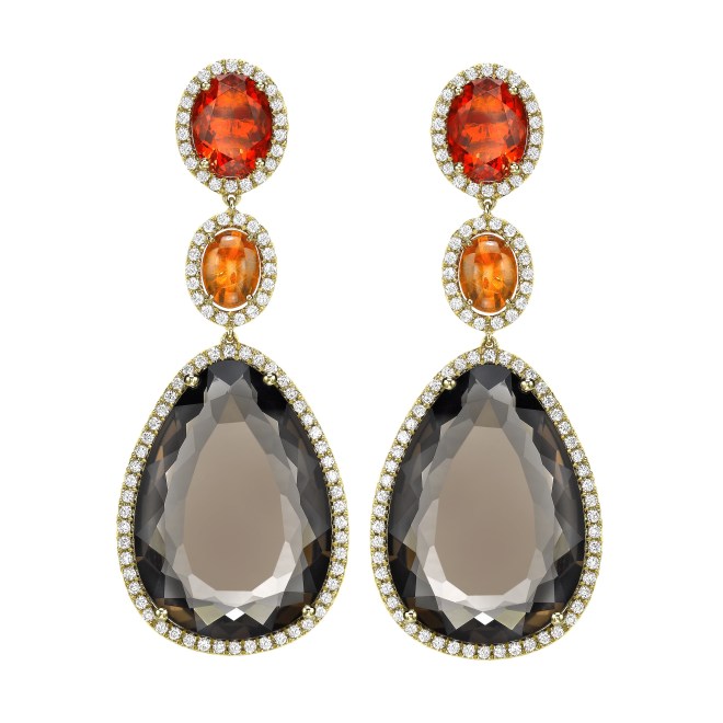 Fire Op and Smoky Quartz Earrings