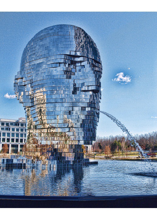 Metalmorphosis is a stainless steel water fountain sculpture by Czech Republic artist David Cerny. It is located in Charlotte, NC USA.