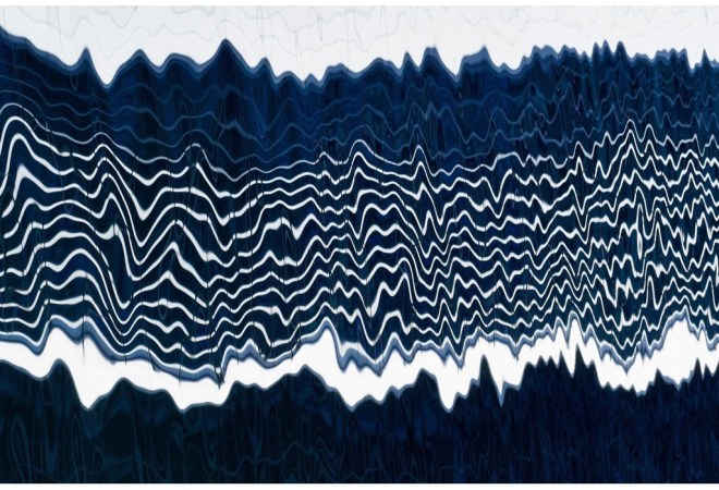 Commended: Mike Curry. Buildings are reflected in the waters of the South Dock Marina in London, creating a sinuous pattern