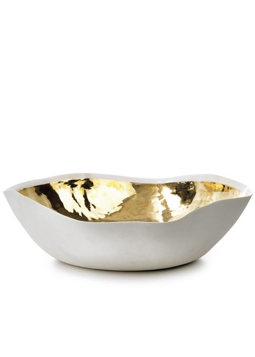 Summerill & Bishop Handmade 43cm Porcelain Extra Large Salad Bowl with Gold Glaze