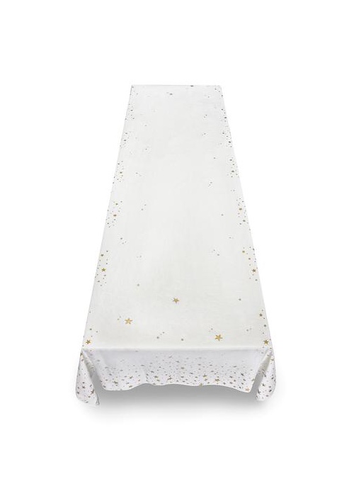 Summerill & Bishop Falling Stars Linen Tablecloth in White with Gold Stars