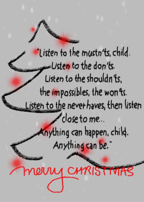 Elle illustrates on Plus Black blog: Merry Christmas 2017. Quote: Shel Silverstein.