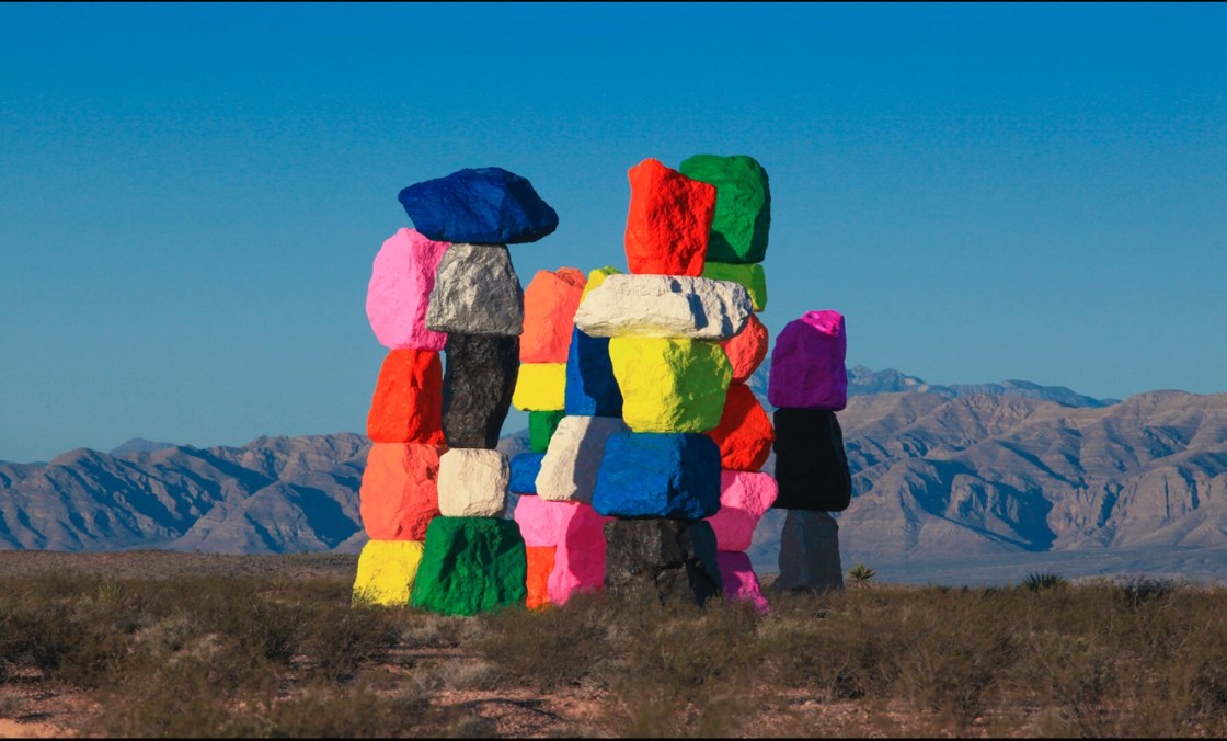 Ugo Rondinone’s Seven Magic Mountains. An art installation located near Jean Dry Lake, some ten miles south of Las Vegas, Nevada.