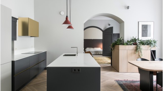 Apartment in Vilnius via @Dezeen. Interior Design: Kristina Lastauskaitė-Pundė. Photography is by Leonas Garbačauskas.