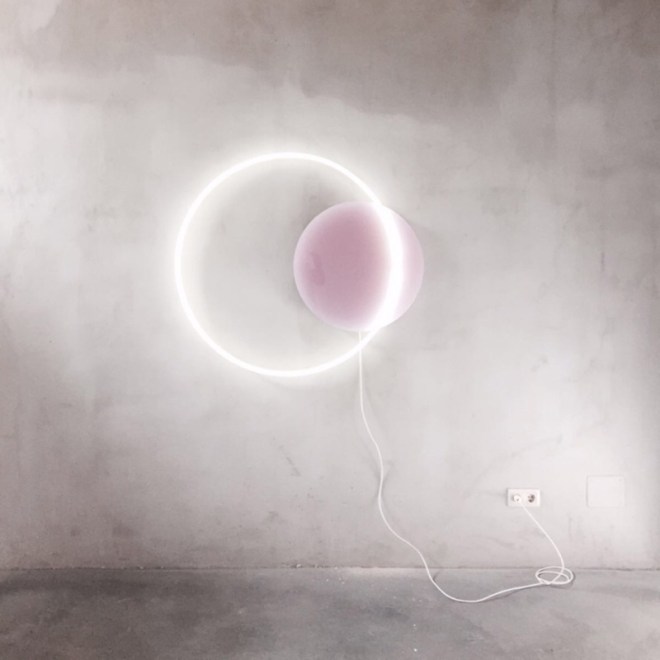Sabine Marcelis, Voie Light Medium Hanging, Dusty Pink and White Neon